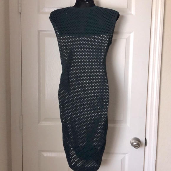 BCBGMAXZARIA Hunter Green ‘Sheer’ Ruched Dress-New - Picture 5 of 5